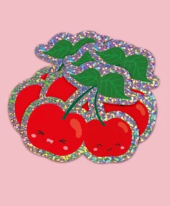 Autocollant à paillettes Cerise