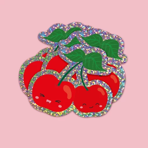 Autocollant à paillettes Cerise