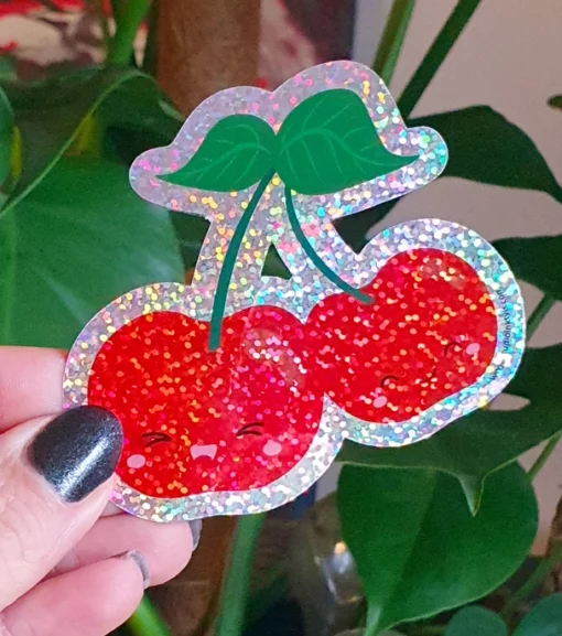 Autocollant à paillettes Cerise