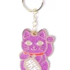 Porte-clés Maneki Neko – Chat Porte-bonheur Rose pailleté