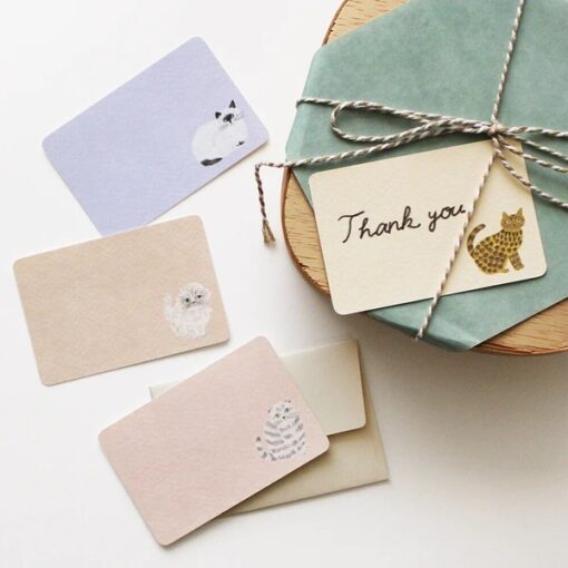 Set de mini cartes et enveloppes Chat Rosette