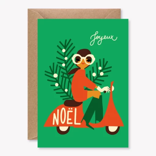 Carte Joyeux Noël Scooter Lulu la nantaise