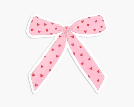 Sticker Ruban Rose & Coeurs