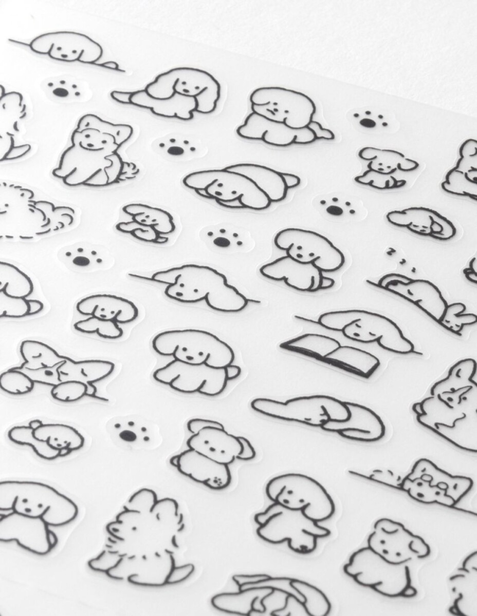 Pochette de stickers repositionnables Chiots Midori