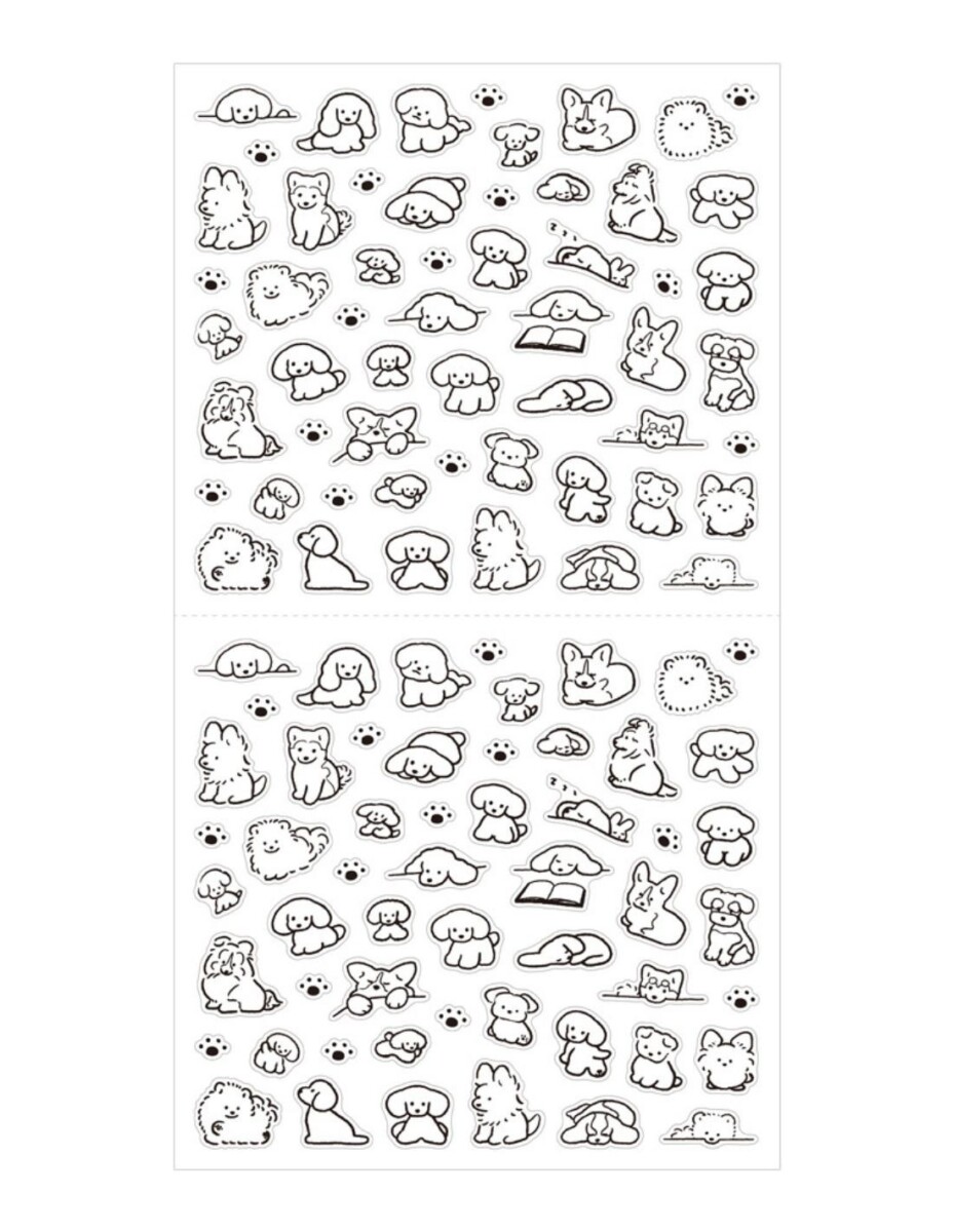 Pochette de stickers repositionnables Chiots Midori