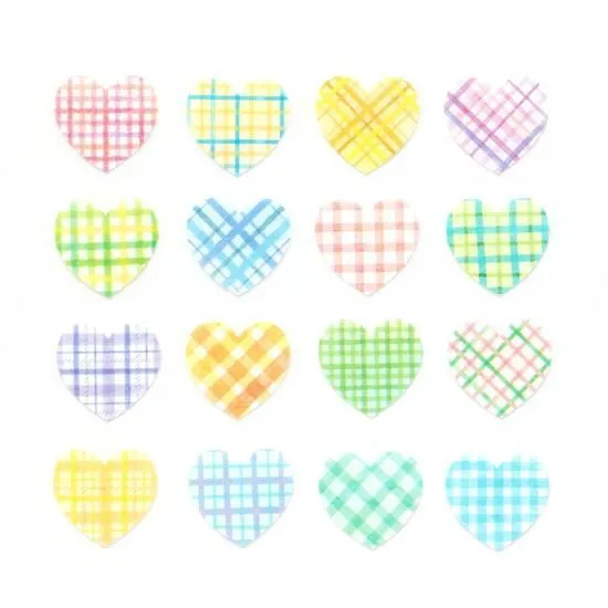 Autocollants washi Cœurs à carreaux pastel