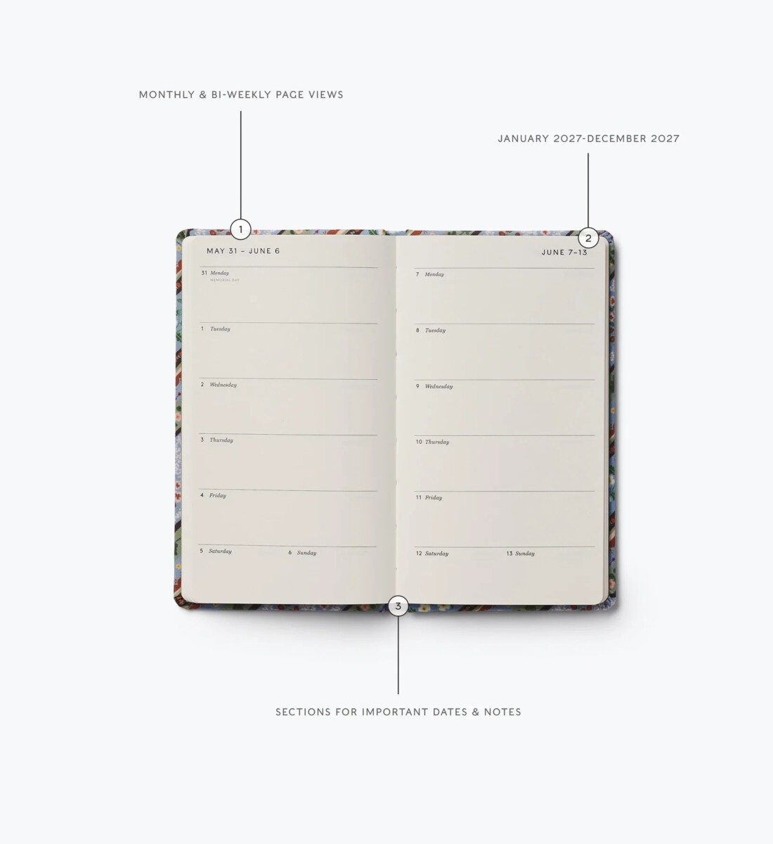 Agenda de poche rigide 12 mois 2027 ‘Paisley’ Rifle Paper Co