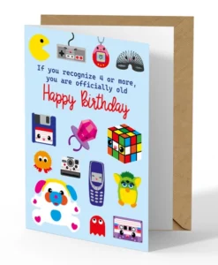 Carte d’anniversaire Happy Birthday – nostalgie années 80-90