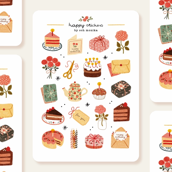 Planche de stickers – Anniversaire sucré