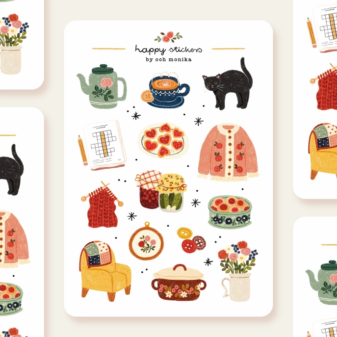 Planche de stickers – Choses de mamie